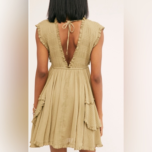 Gorgeous Gauze Moss Free People Antoinette Mini Dress -M - Picture 2 of 9